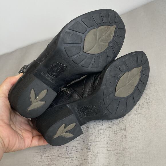 Born Studded Leather Ankle Boots Harness Block Heel Western Booties Size 6.5 M - Picture 8 of 15